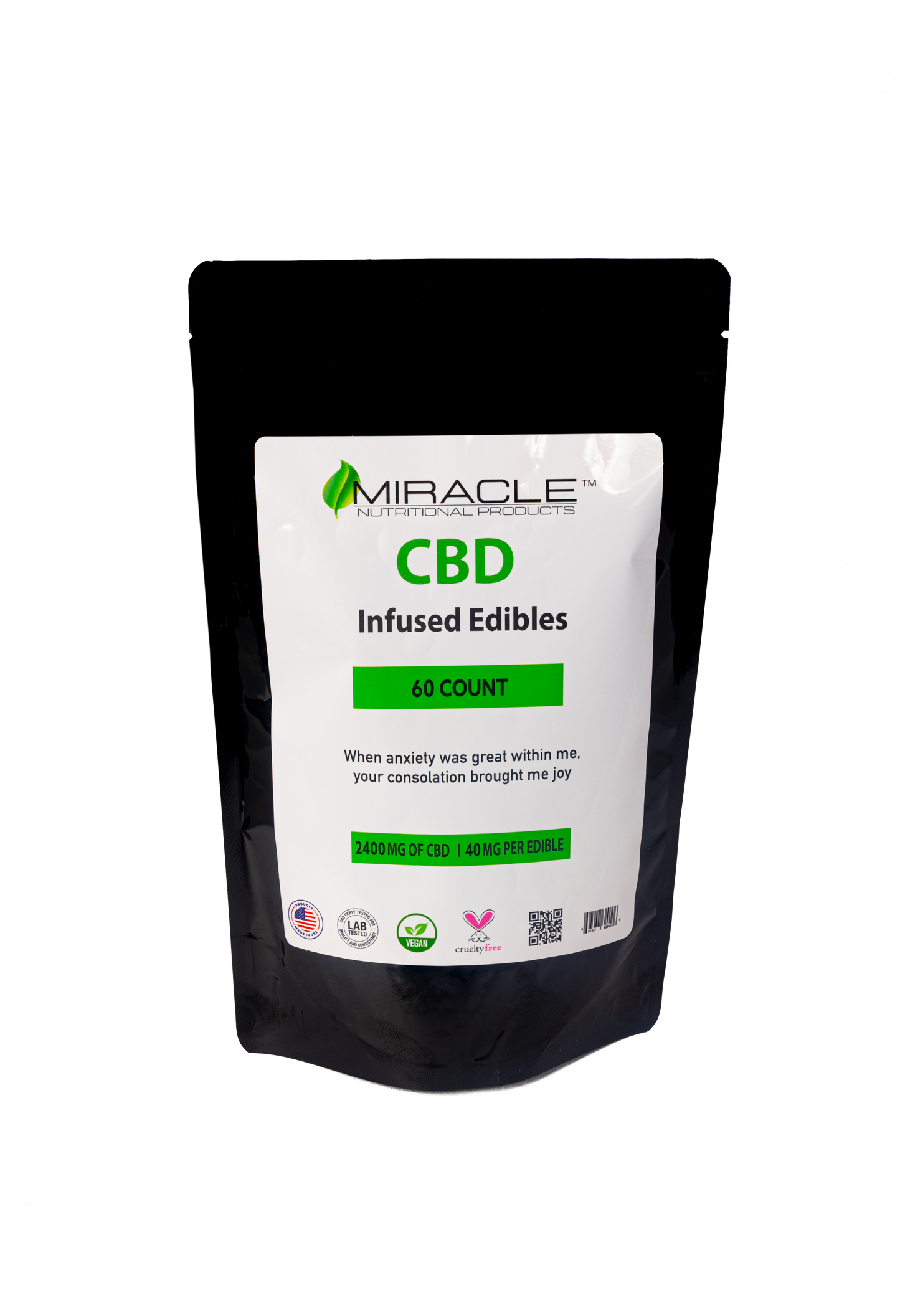 Miracle CBD Infused Gummies 40MG Each, 60 Count, Berry Flavor