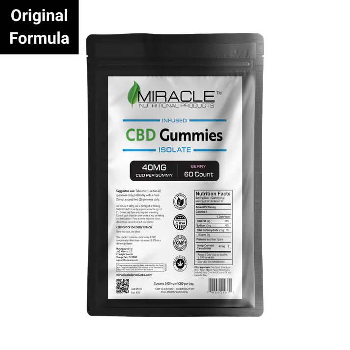 Miracle CBD Infused Gummies 40MG Each, 60 Count, Berry Flavor